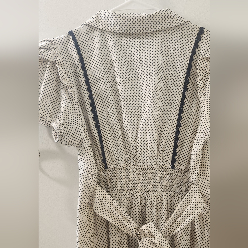 Free People Polka Dot Ruffle Sleeve Dress, Size Small Petite, Cotton. - Picture 8 of 9